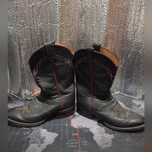 Tony Lama style 2022 black & red western boots size 7 EE - Picture 2 of 8
